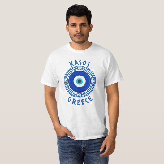 Kasos, Griekenland - Grieks boze oog T-Shirt (Voorkant volledig)