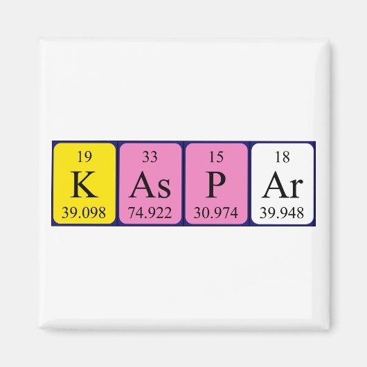 Kaspar periodieke table name magnet (Voorkant)