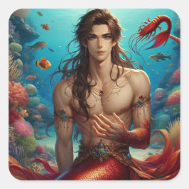 Kaspisch - Merman - Zeemeermin Series Art Collecti Vierkante Sticker