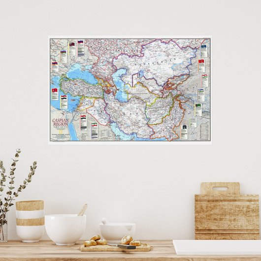 "Kaspische regio: Kaspische landen 1999, MAP ... Poster (Keuken)