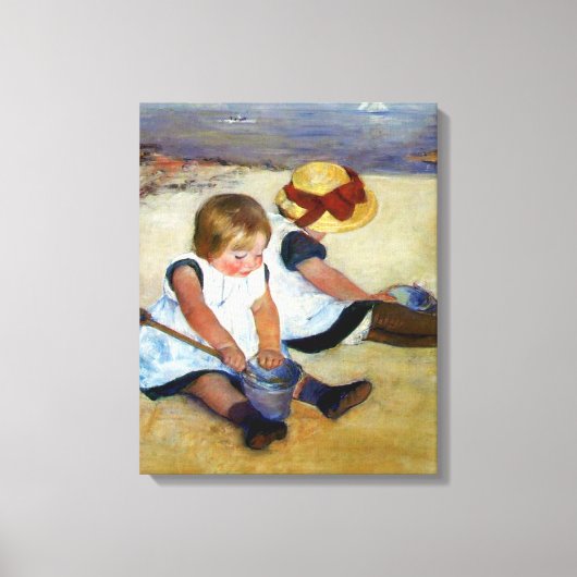 Kassakinderen op het strand van het doek canvas afdruk (Voorkant)
