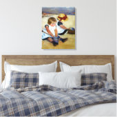 Kassakinderen op het strand van het doek canvas afdruk (Insitu (Slaapkamer))