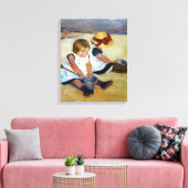 Kassakinderen op het strand van het doek canvas afdruk (Insitu (Woonkamer))