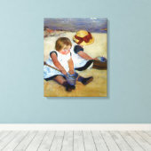 Kassakinderen op het strand van het doek canvas afdruk (Insitu (Houten vloer))