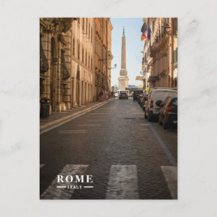 Kassei straat en Obelisk Uitzicht Rome Italië Feestdagenkaart