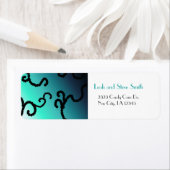 Kassenblauw en zwart-witontwerp etiket (Insitu)