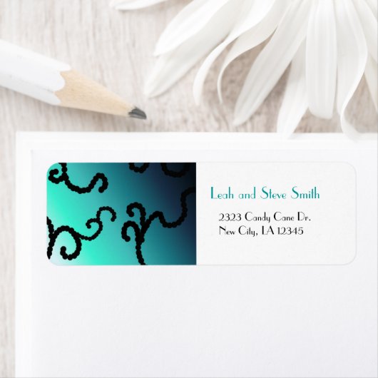 Kassenblauw en zwart-witontwerp etiket (Insitu)