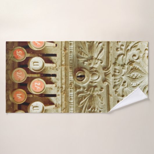  kassenregister, dat onder stof en cobweb valt badhanddoek (Badhanddoek)