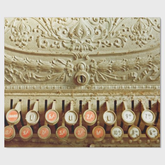  kassenregister, dat onder stof en cobweb valt cadeaupapier (Vlak)