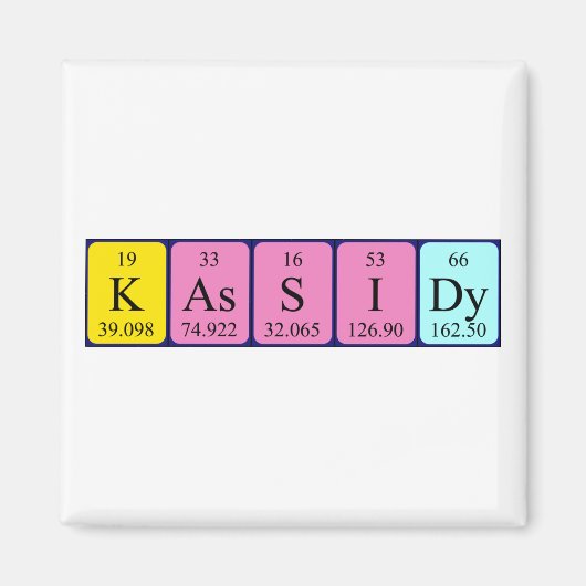 Kassidy periodiek table name magnet (Voorkant)