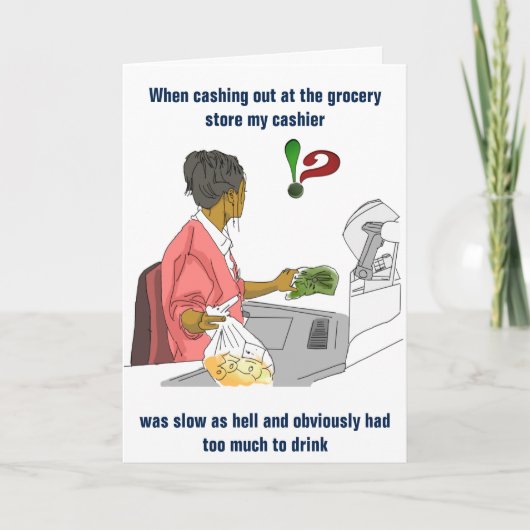 Kassier Grappige Verjaardag Kaart (Voorkant)