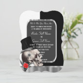 Kassin, trouwerij met zwarte en witte taartschedel kaart (Staand voorkant)