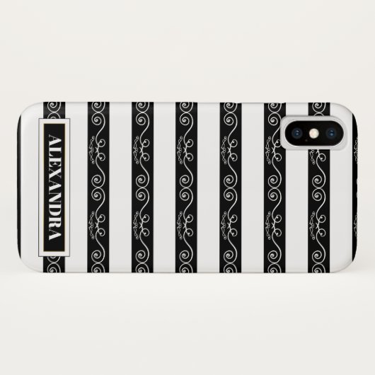 Kassy Black White gestreept Case-Mate iPhone Case (Achterkant (horizontaal))