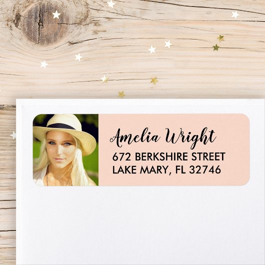 Kassy Blush Photo Afstuderen Return Address Etiket