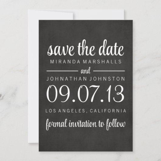 Kassy Chalkboard Foto bewaart de datum van introdu Save The Date (Voorkant)