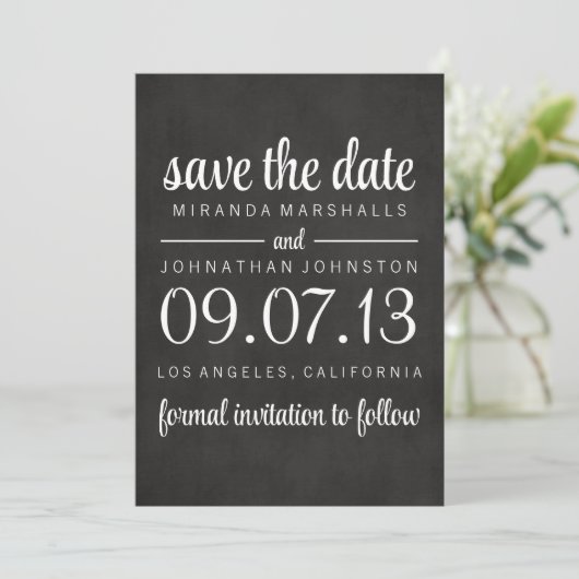 Kassy Chalkboard Foto bewaart de datum van introdu Save The Date (Staand voorkant)