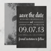 Kassy Chalkboard Foto bewaart de datum van introdu Save The Date (Voorkant / Achterkant)