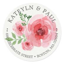 Kassy Classic Pink Floral Return Address Wedding