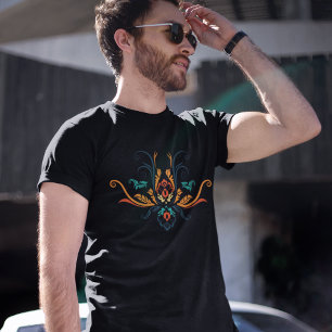 Kassy Damask Geometric Flora met takken T-Shir T-shirt
