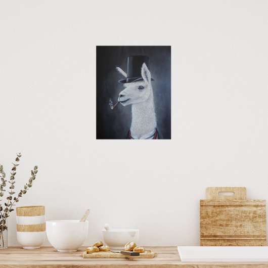 Kassy dapper lama bovenaan met pijp poster (Keuken)