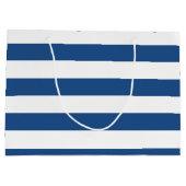 Kassy Deep Blue Stripes Pattern met naam Large Cadeautasje (Achterkant)