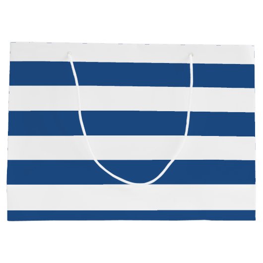 Kassy Deep Blue Stripes Pattern met naam Large Cadeautasje (Achterkant)