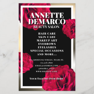 Kassy elegant gouden lijst en roos patroon flyer