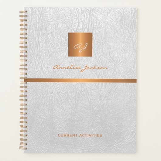 Kassy elegant wit ledergoud, monogrammatisch planner (Voorkant)