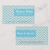 Kassy en legant, blauw en wit chevron patroon visitekaartje (Voorkant / Achterkant)