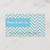 Kassy en legant, blauw en wit chevron patroon visitekaartje (Achterkant)