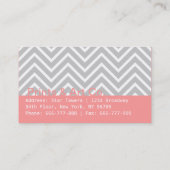 Kassy en legant, grijs en wit chevron patroon visitekaartje (Achterkant)