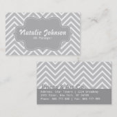 Kassy en legant, grijs en wit chevron patroon visitekaartje (Voorkant / Achterkant)