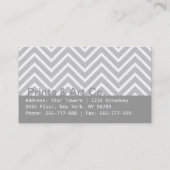 Kassy en legant, grijs en wit chevron patroon visitekaartje (Achterkant)