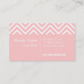 Kassy en legant, roze en wit chevron patroon visitekaartje (Achterkant)