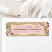 Kassy Floral Pink Gold Glitter Sparkles Etiket (Insitu)