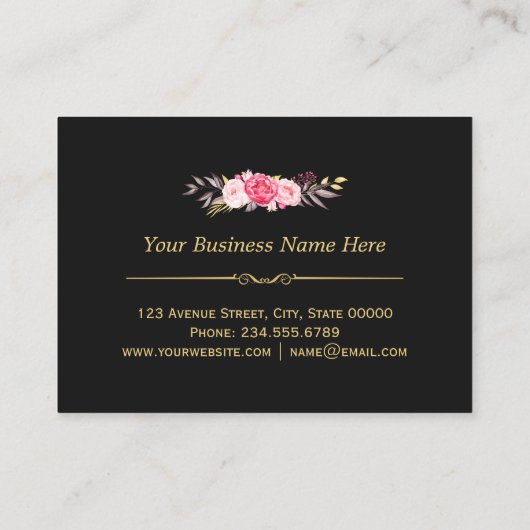 Kassy Gold  Floral Black White Stripes Visitekaartje (Achterkant)