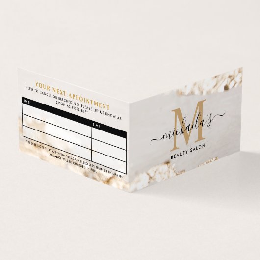 Kassy Gold Foil Monogram Aanwijzing/Loyalty Visitekaartje (Buitenkant)