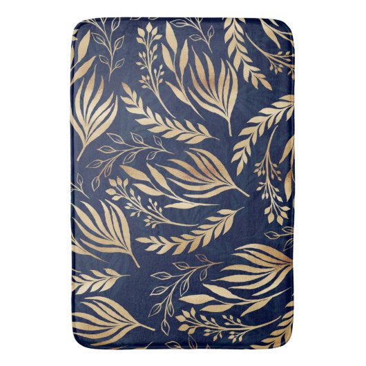Kassy Gold Foliage Botanical Blue Design Badmat (Voorkant Verticaal)