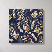 Kassy Gold Foliage Botanical Blue Design Canvas Afdruk (Voorkant)