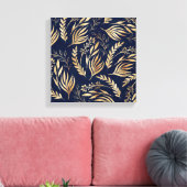 Kassy Gold Foliage Botanical Blue Design Canvas Afdruk (Insitu (Woonkamer))