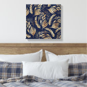 Kassy Gold Foliage Botanical Blue Design Canvas Afdruk (Insitu (Slaapkamer))