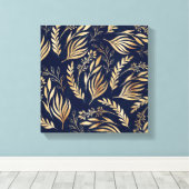 Kassy Gold Foliage Botanical Blue Design Canvas Afdruk (Insitu (Houten vloer))