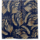 Kassy Gold Foliage Botanical Blue Design Douchegordijn (Voorkant)
