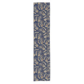 Kassy Gold Foliage Botanical Blue Design Korte Tafelloper (Voorkant)
