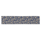 Kassy Gold Foliage Botanical Blue Design Korte Tafelloper (Horizontaal)