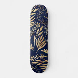 Kassy Gold Foliage Botanical Blue Design Persoonlijk Skateboard