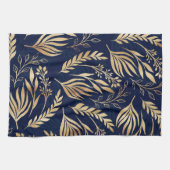Kassy Gold Foliage Botanical Blue Design Theedoek (Horizontaal)