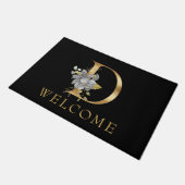 Kassy Gold Monogram D met bladerenDoormat Deurmat (Schuin)