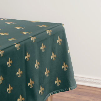 Kassy golden like fleur de lis on dark zee green tafelkleed