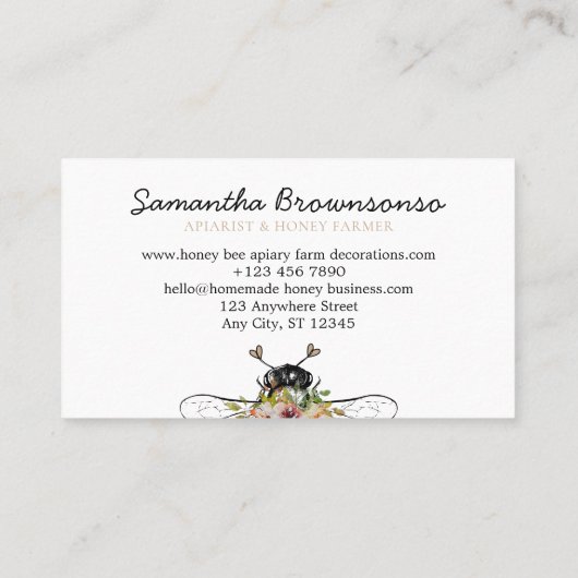 Kassy Handtekening harten Floral Apiary Honey Bee Visitekaartje (Achterkant)